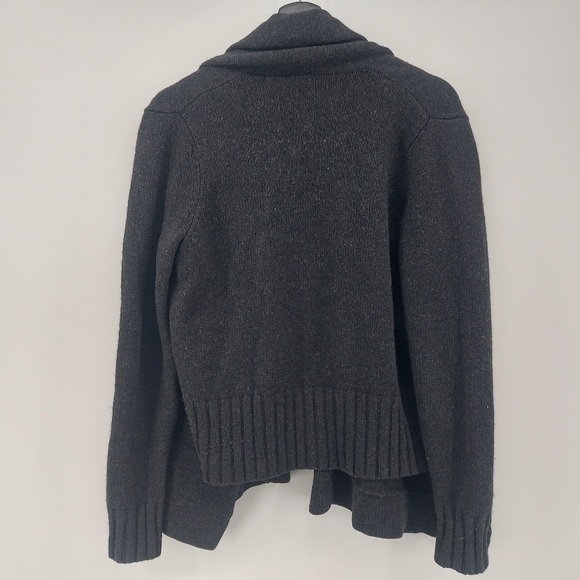 Vince Wool Yak Alpaca Cashmere Open Front Cardigan Size Sm Charcoal Gray Hi-Low - Picture 2 of 8